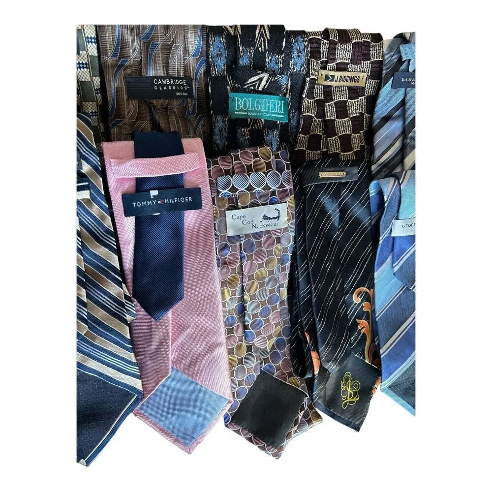 Lot Of 16 Silk Men’s Neckties Various Name Brands and Patterns Colors Resellers